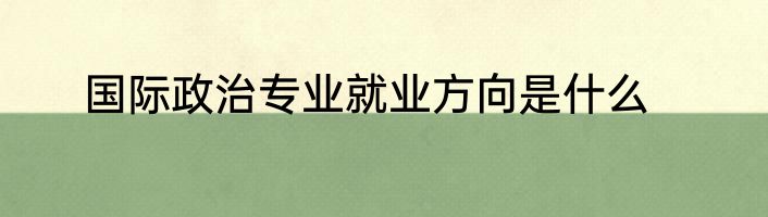 国际政治专业就业方向是什么