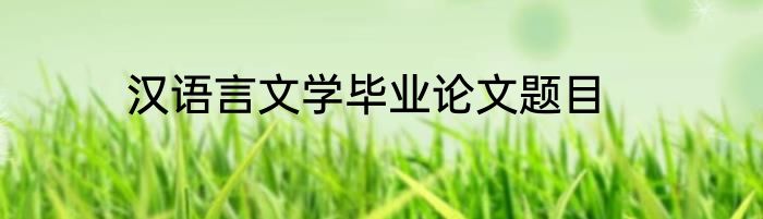 汉语言文学毕业论文题目