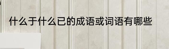 什么于什么已的成语或词语有哪些