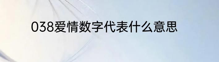 038爱情数字代表什么意思