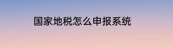 国家地税怎么申报系统