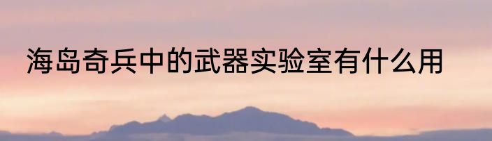 海岛奇兵中的武器实验室有什么用