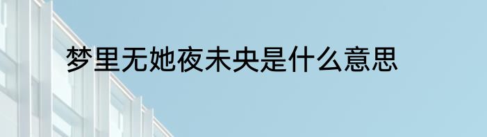梦里无她夜未央是什么意思