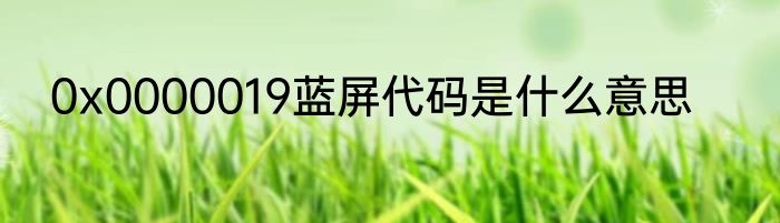 0x0000019蓝屏代码是什么意思
