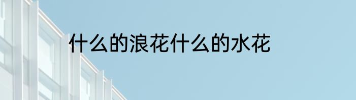 什么的浪花什么的水花
