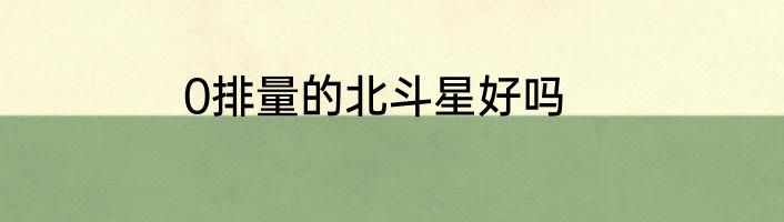 0排量的北斗星好吗