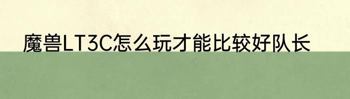 魔兽LT3C怎么玩才能比较好队长