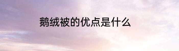 鹅绒被的优点是什么