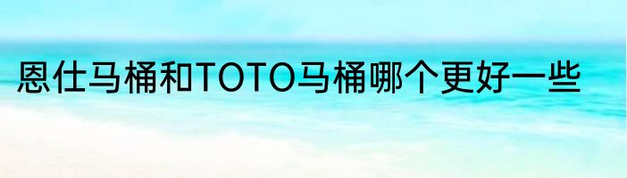 恩仕马桶和TOTO马桶哪个更好一些