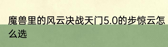 魔兽里的风云决战天门5.0的步惊云怎么选
