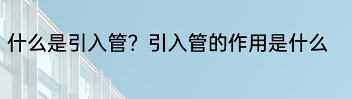 什么是引入管？引入管的作用是什么
