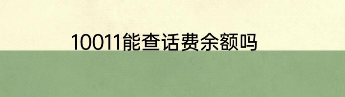 10011能查话费余额吗