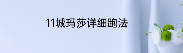11城玛莎详细跑法