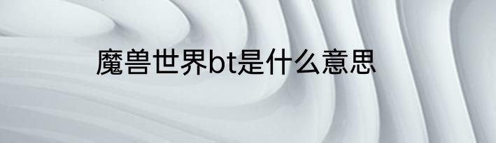 魔兽世界bt是什么意思