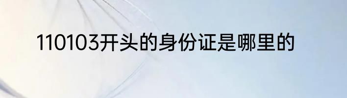 110103开头的身份证是哪里的