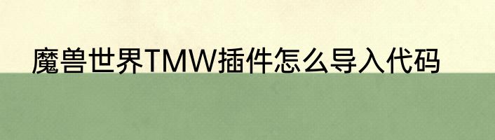 魔兽世界TMW插件怎么导入代码