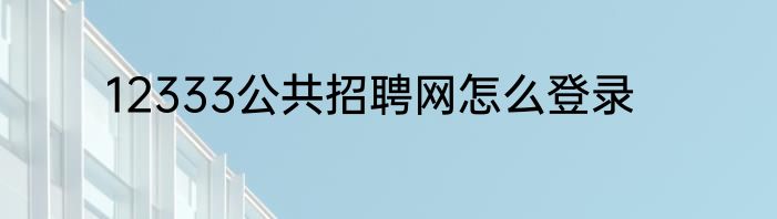 12333公共招聘网怎么登录