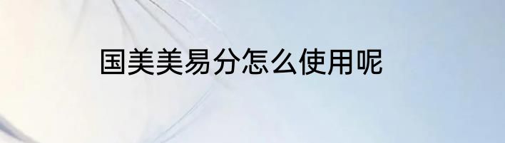 国美美易分怎么使用呢