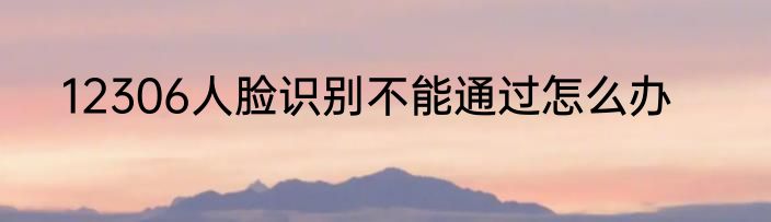 12306人脸识别不能通过怎么办