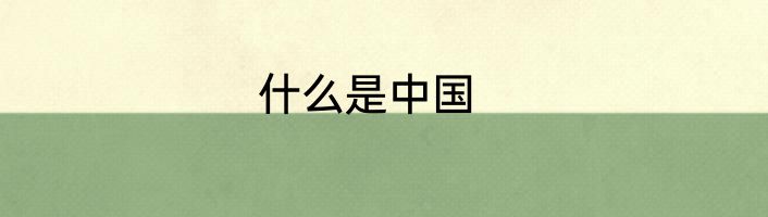什么是中国