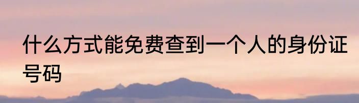 什么方式能免费查到一个人的身份证号码