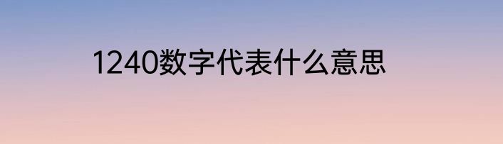 1240数字代表什么意思