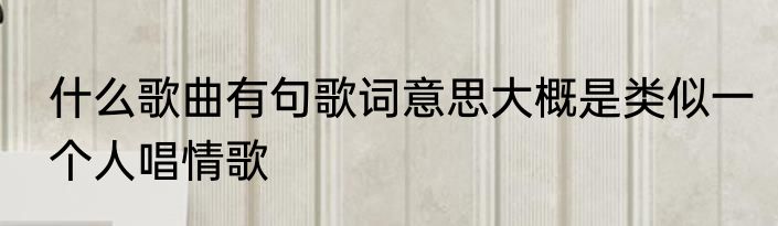 什么歌曲有句歌词意思大概是类似一个人唱情歌