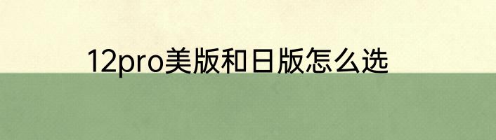 12pro美版和日版怎么选