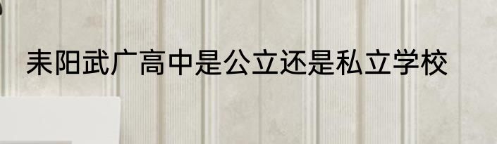 耒阳武广高中是公立还是私立学校