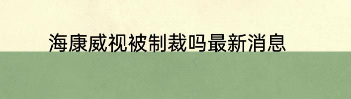 海康威视被制裁吗最新消息