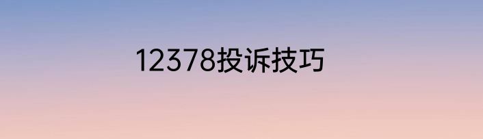 12378投诉技巧