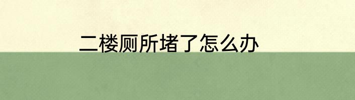 二楼厕所堵了怎么办