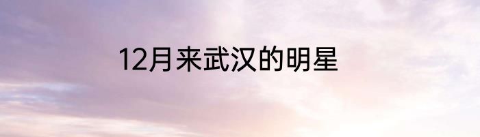 12月来武汉的明星