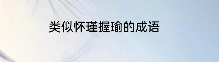类似怀瑾握瑜的成语