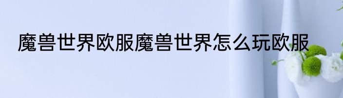魔兽世界欧服魔兽世界怎么玩欧服