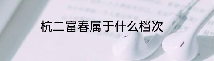 杭二富春属于什么档次