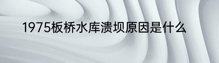 1975板桥水库溃坝原因是什么