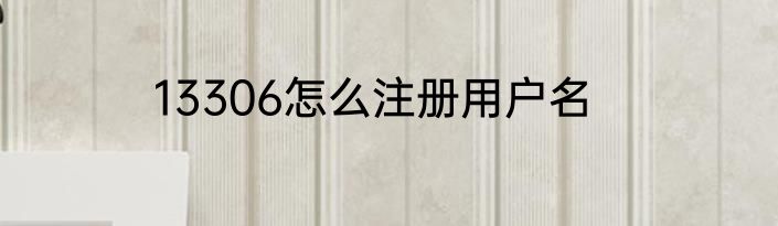 13306怎么注册用户名