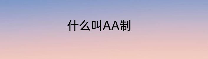 什么叫AA制