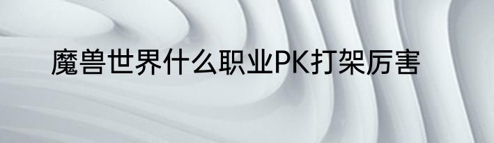 魔兽世界什么职业PK打架厉害