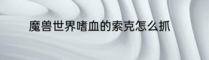 魔兽世界嗜血的索克怎么抓