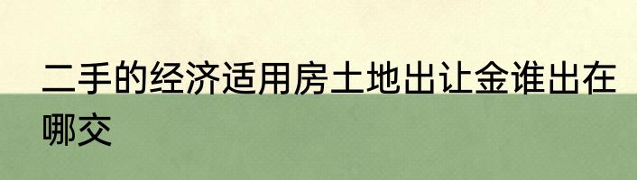 二手的经济适用房土地出让金谁出在哪交