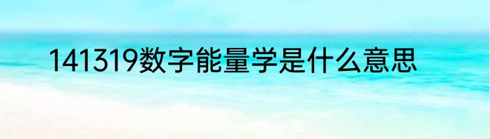 141319数字能量学是什么意思