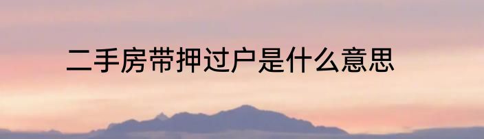 二手房带押过户是什么意思