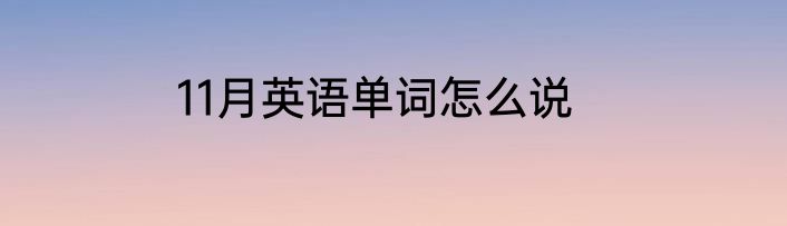 11月英语单词怎么说