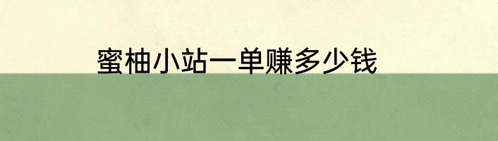 蜜柚小站一单赚多少钱