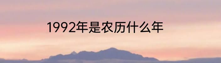 1992年是农历什么年