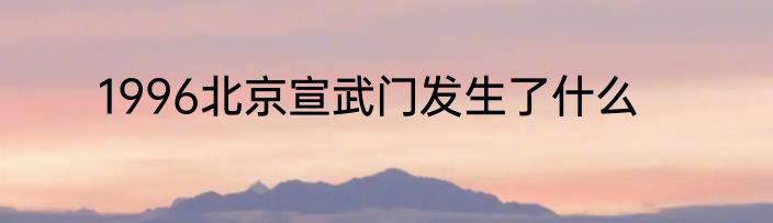 1996北京宣武门发生了什么