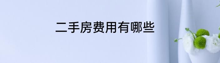 二手房费用有哪些