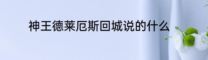 神王德莱厄斯回城说的什么